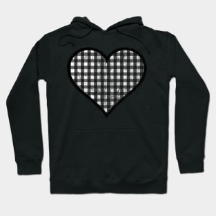 Distressed Black and White Gingham Heart Hoodie